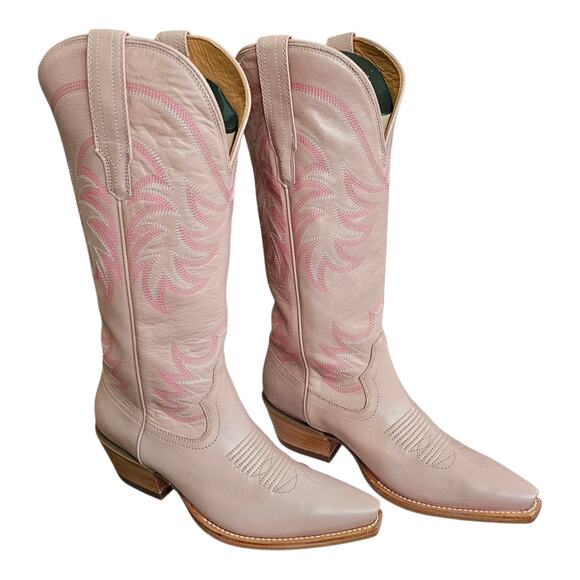 Tecovas Shoes - Tecovas Annie Misty Rose Pink Leather Cowgirl Western Tall Snip Toe Boot Size 8